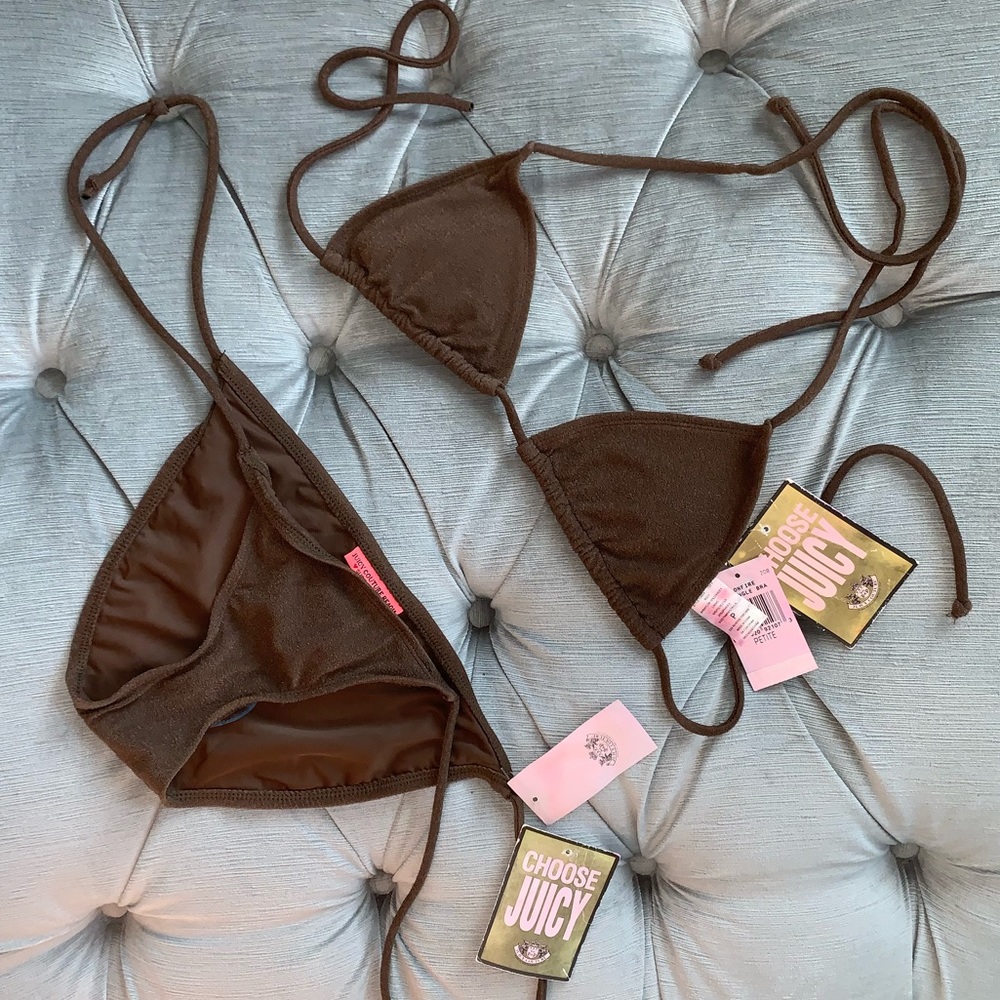 NWT Petite Juicy Couture String Tie Bikini Terry